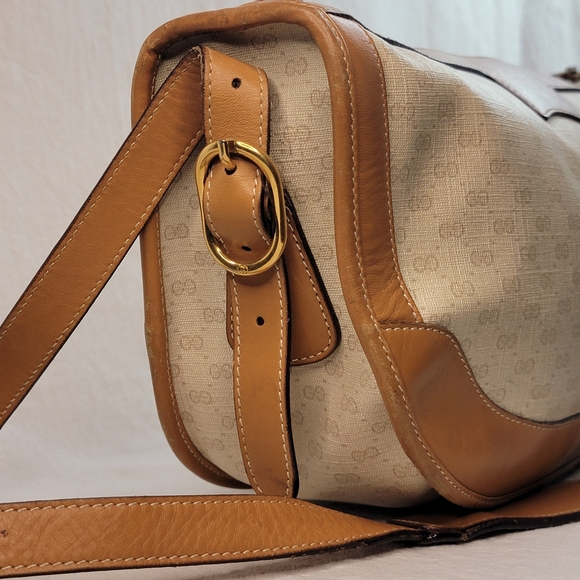 Vintage Gucci Tan and Cream Women's Shoulder Bag - Picture 7 of 16